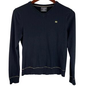 Polo Jeans Co. | Black Gold Accent V Neck Vintage Cotton Sweater